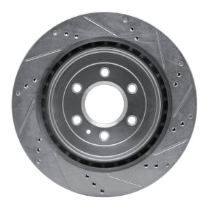 Cadillac SRX Brake Rotor (1) - Rear Left - R1 Concepts - Drilled & Slotted - Silver - `04-`09